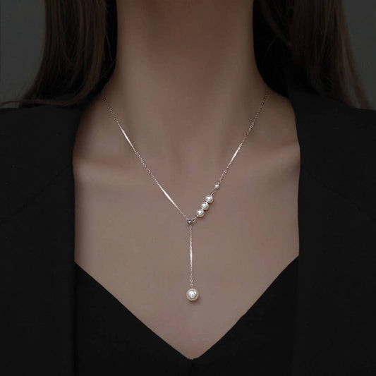 Simple Elegant Pearl Pendant Necklace in 925 Sterling Silver